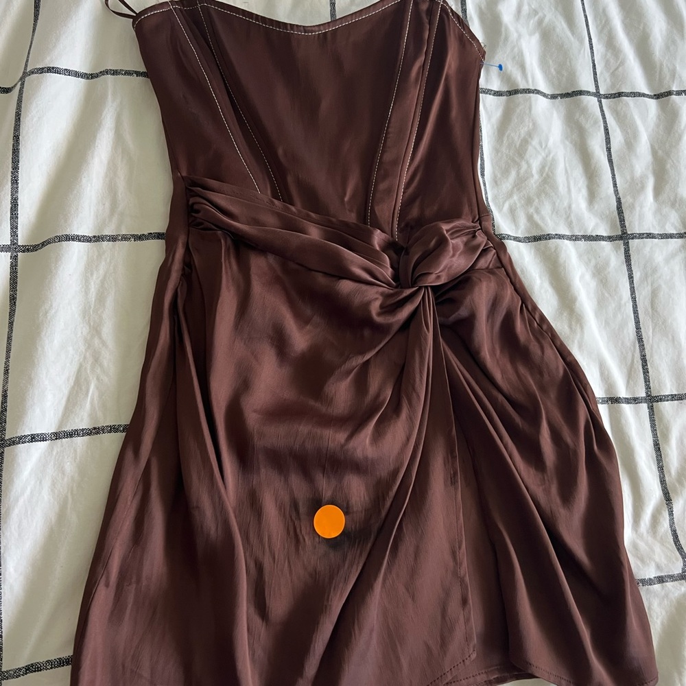 zara strapless brown dress